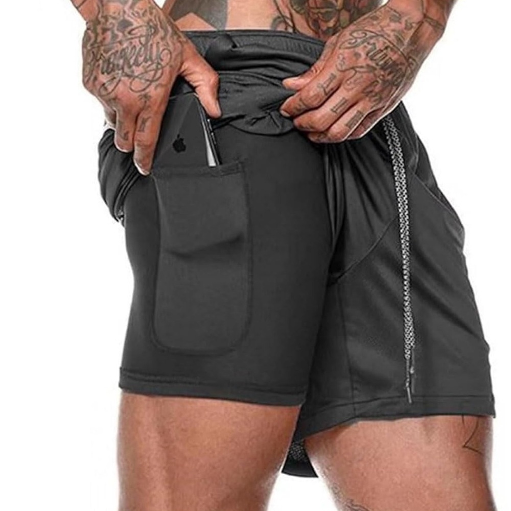 CYF Men’s 2 in 1 Running Shorts with Pockets Quick Dry Breathable Gym Shorts